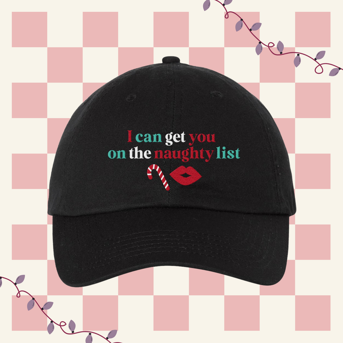 Naughty List Embroidered Bio-Washed Classic Dad Hat