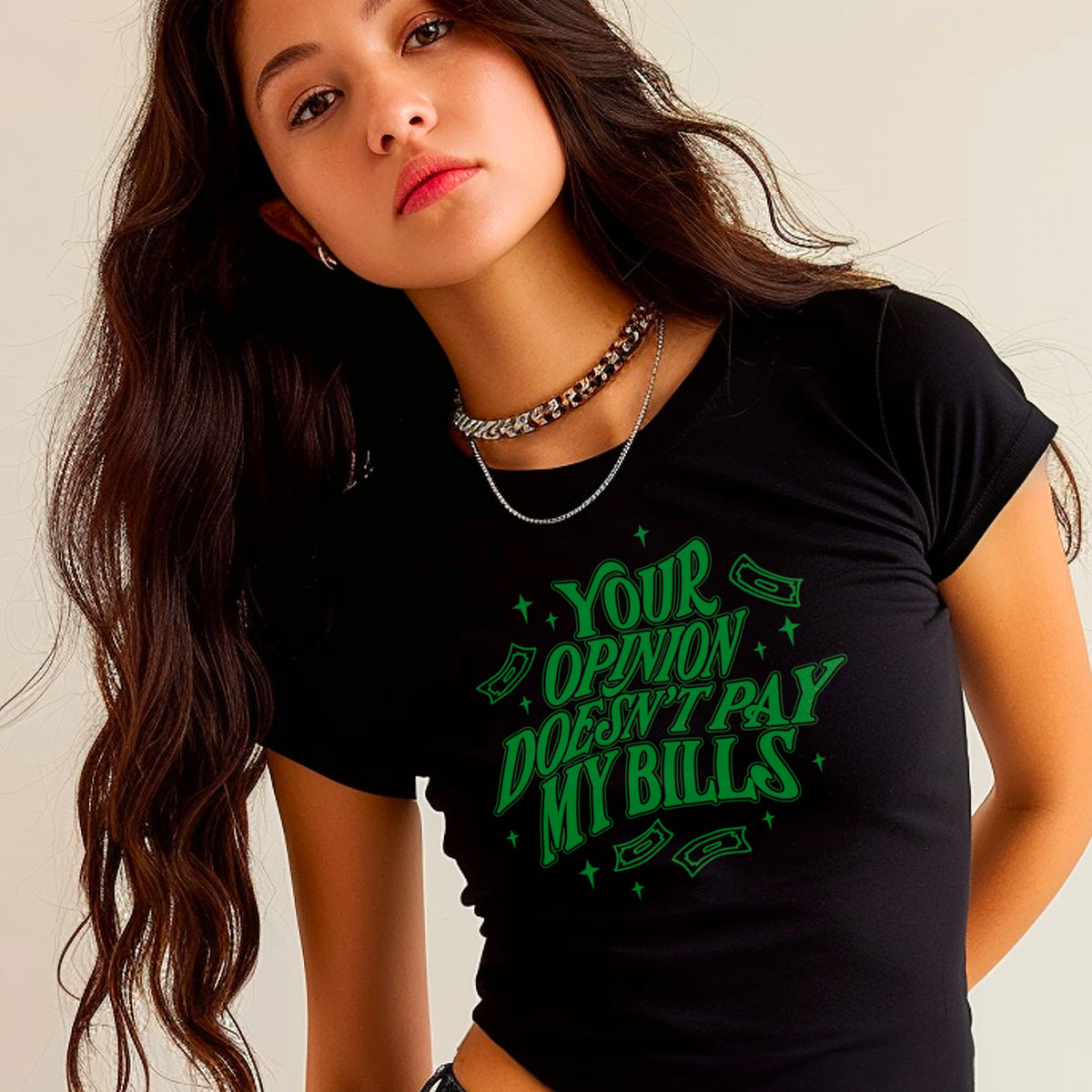 Opinions Don&#39;t Pay Micro Rib Baby Tee