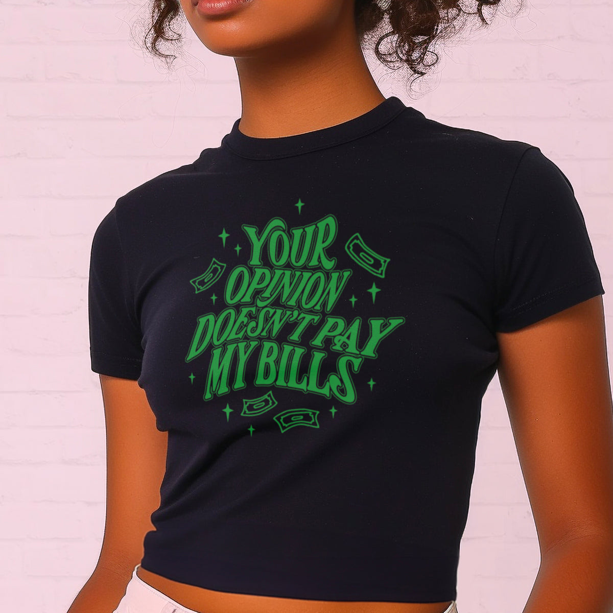 Opinions Don&#39;t Pay Micro Rib Baby Tee