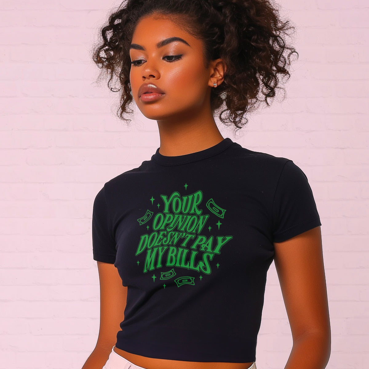 Opinions Don&#39;t Pay Micro Rib Baby Tee