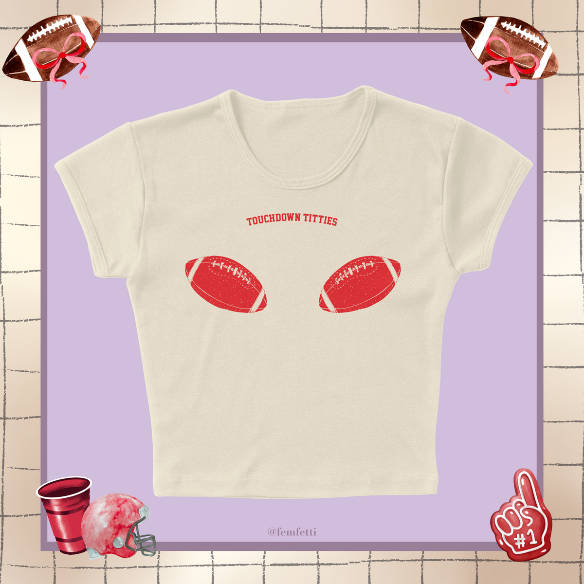 Perky Touchdowns Micro Rib Baby Tee