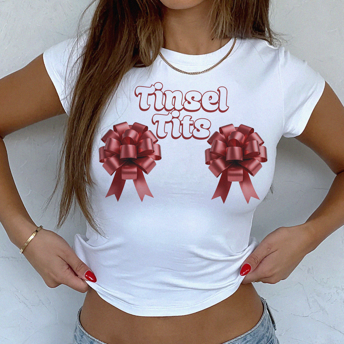 Perky Christmas Bows Micro Rib Baby Tee
