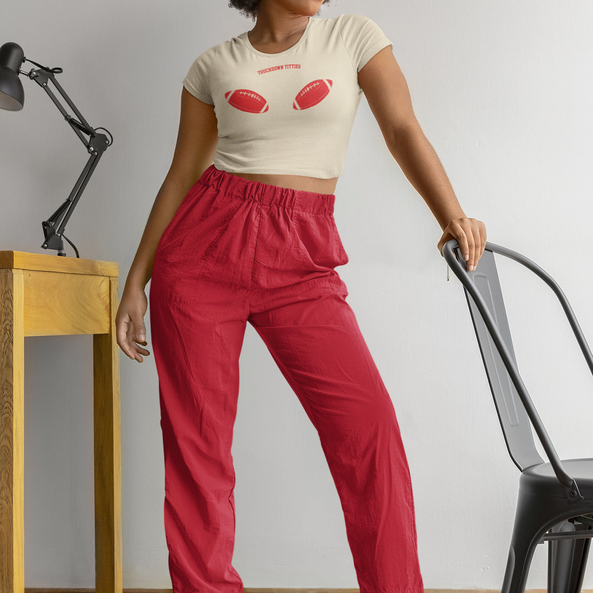 Perky Touchdowns Micro Rib Baby Tee