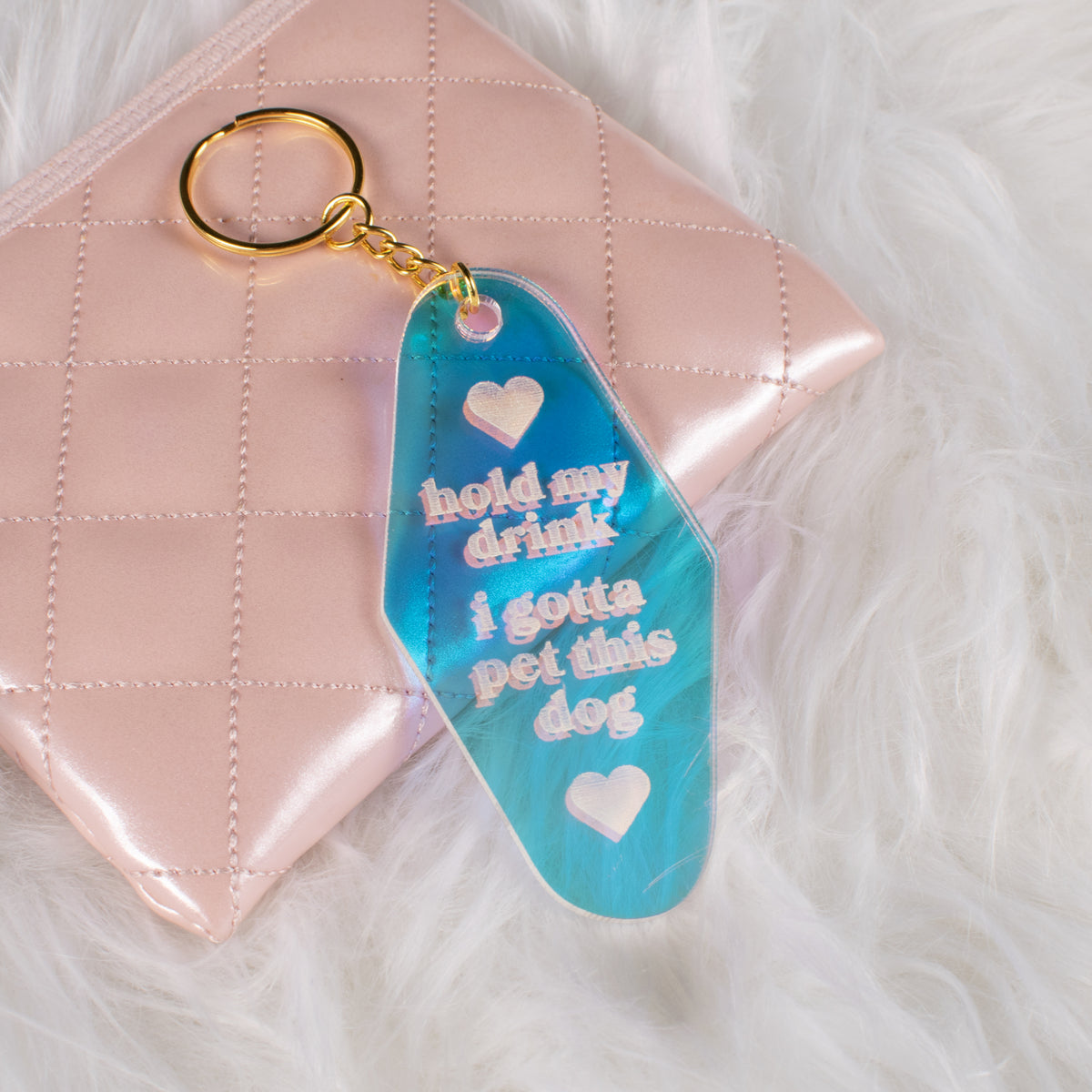 Pet This Dog Iridescent Motel Keychain