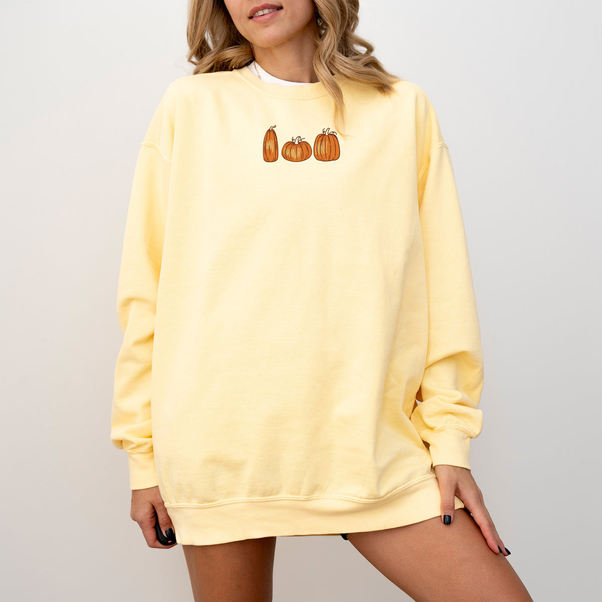 Pumpkin Line Embroidered Comfort Colors Sweatshirt