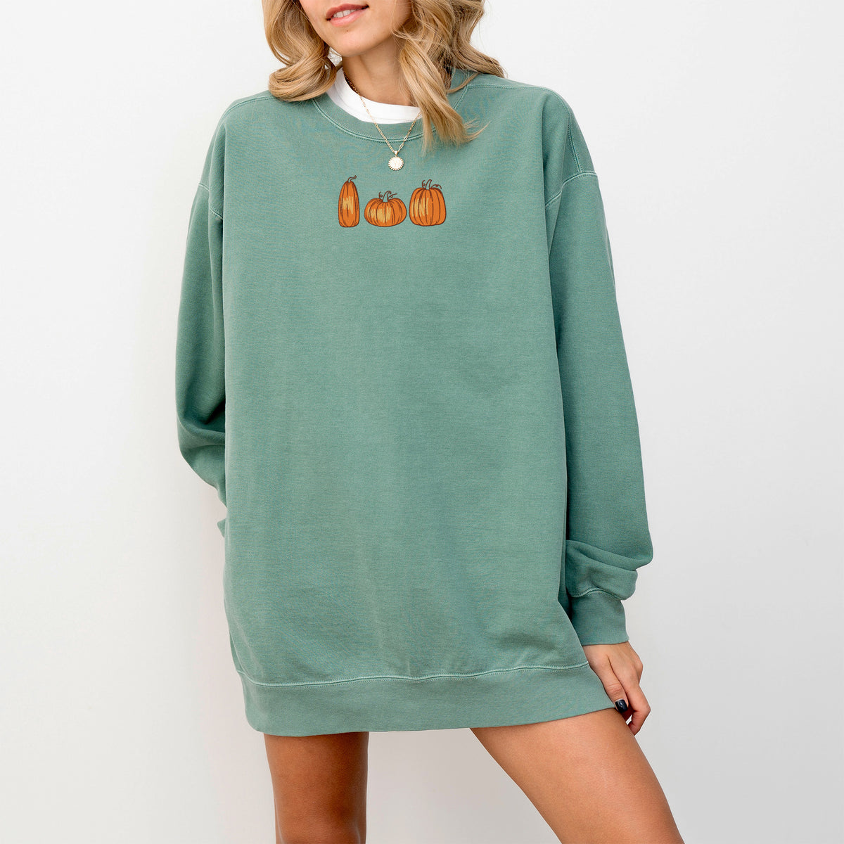 Pumpkin Line Embroidered Comfort Colors Sweatshirt