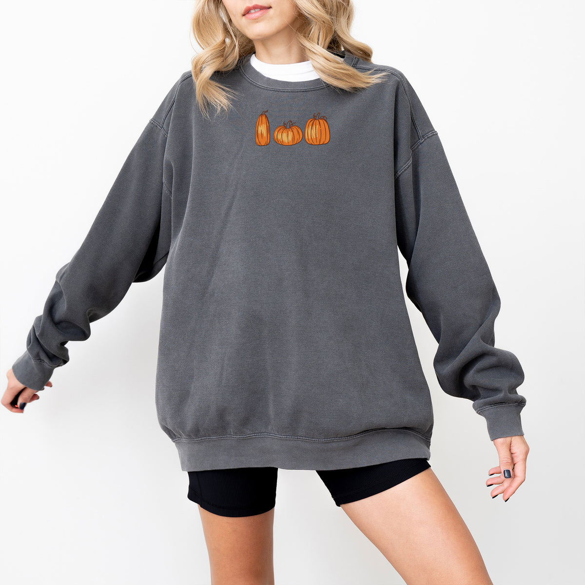 Pumpkin Line Embroidered Comfort Colors Sweatshirt