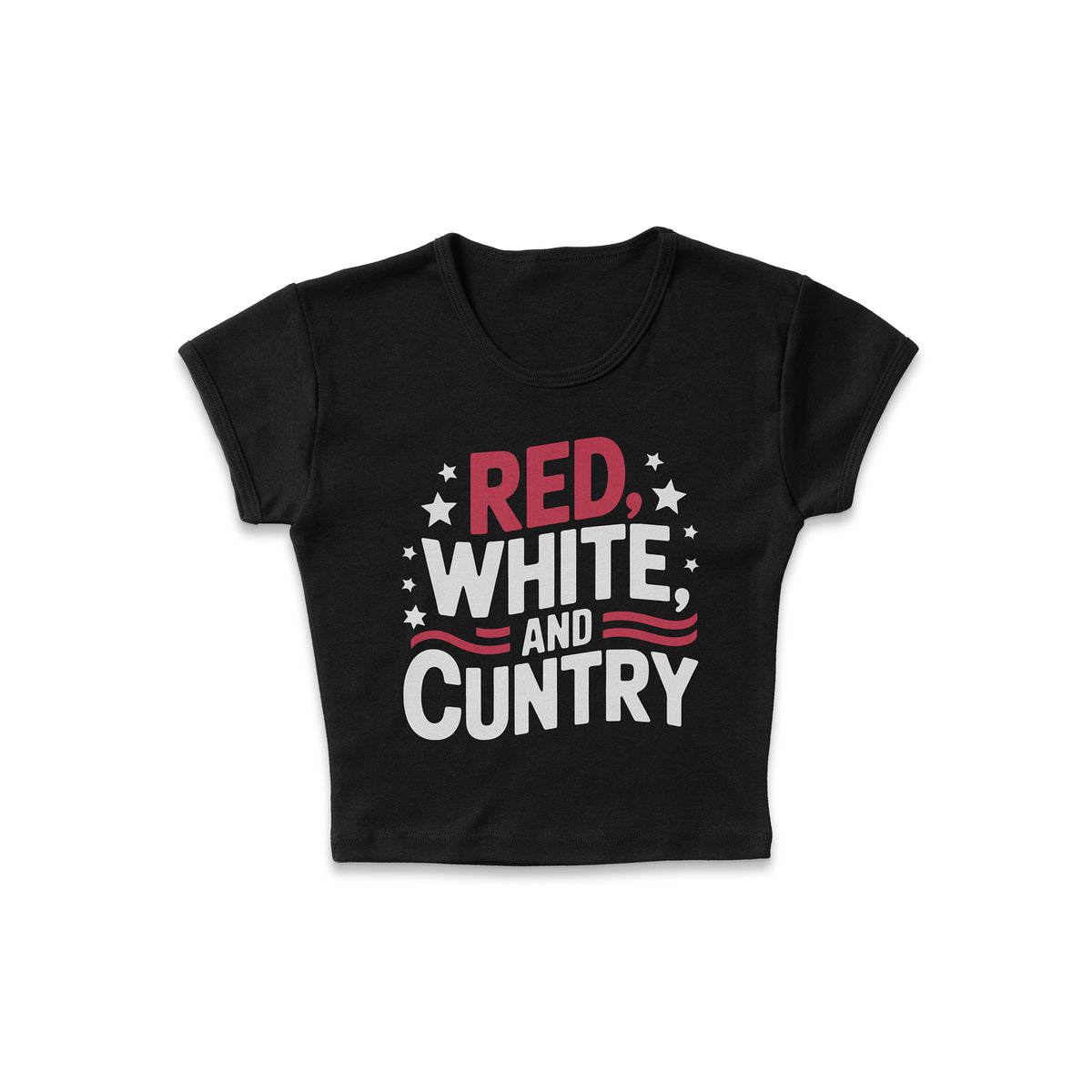 Red White Cuntry Micro Rib Baby Tee