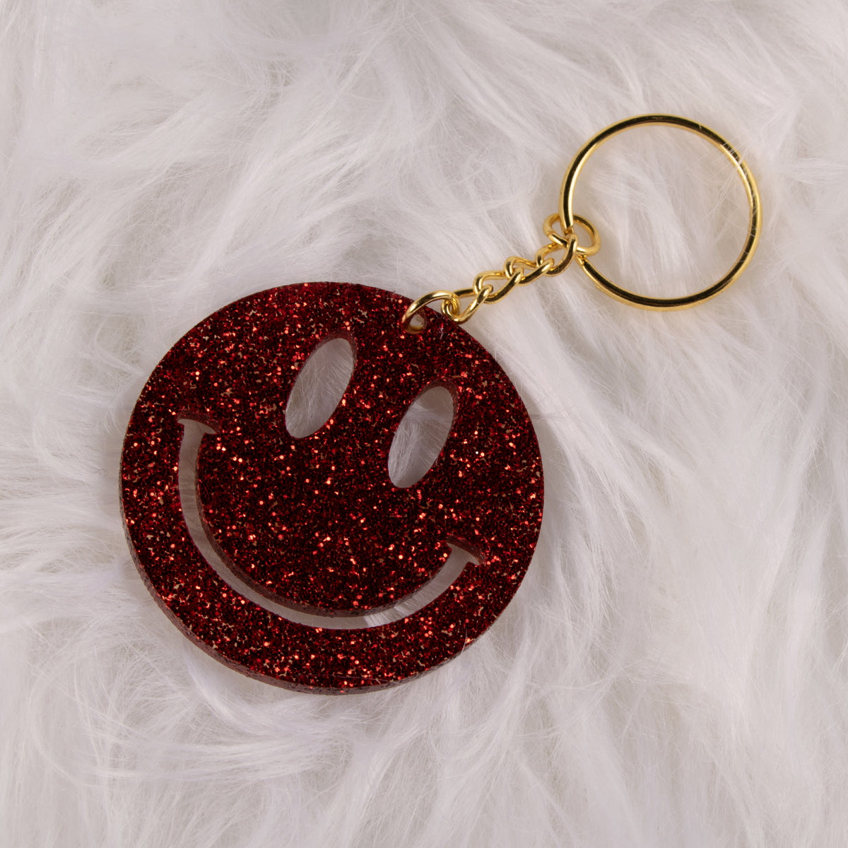 All Smiles Outline Glitter Acrylic Keychain