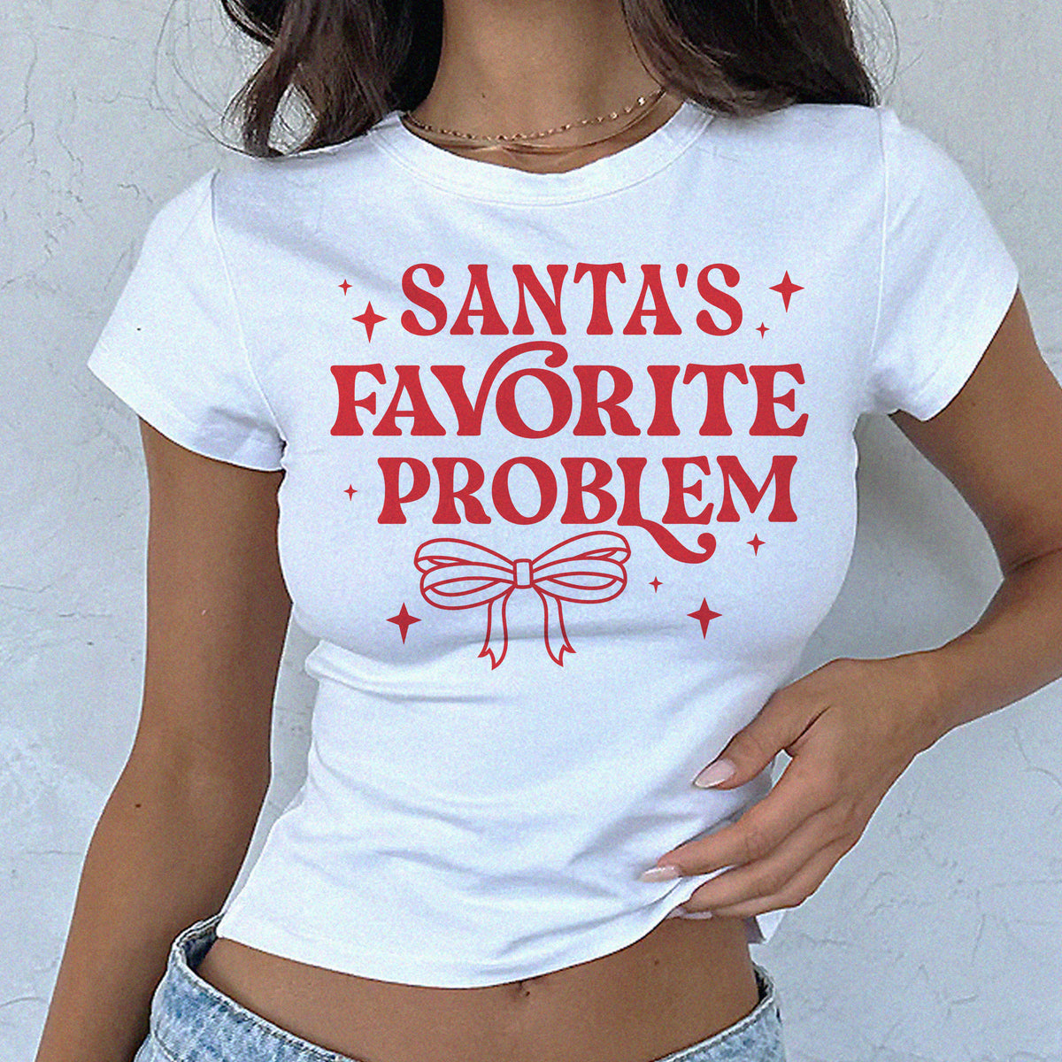 Santa&#39;s Favorite Problem Micro Rib Baby Tee