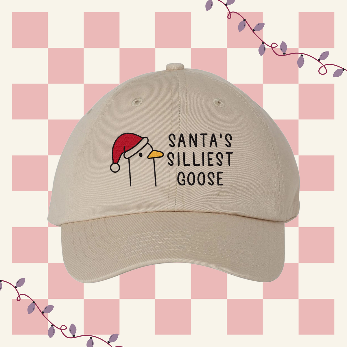 Santa&#39;s Silliest Goose Embroidered Bio-Washed Classic Dad Hat