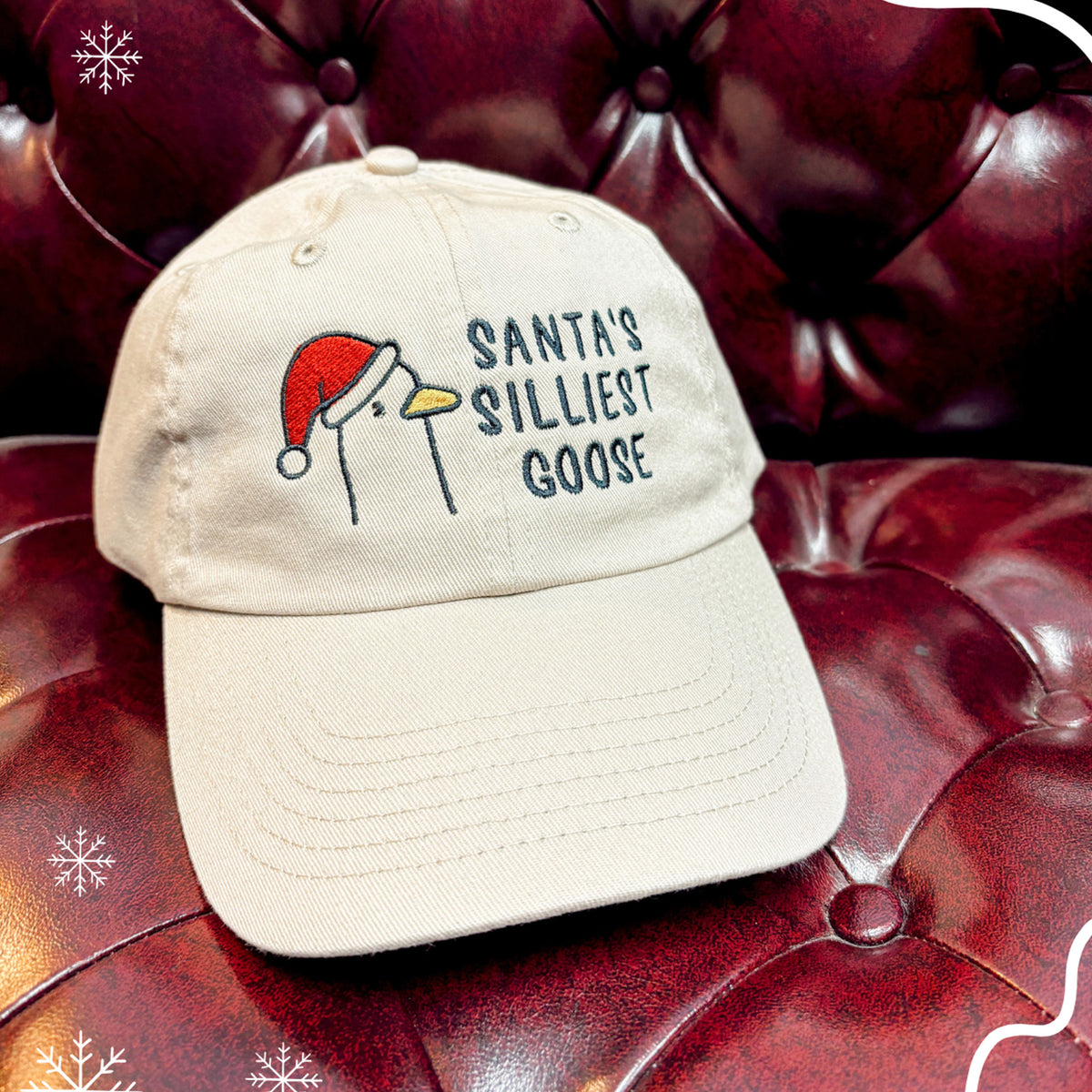 Santa&#39;s Silliest Goose Embroidered Bio-Washed Classic Dad Hat