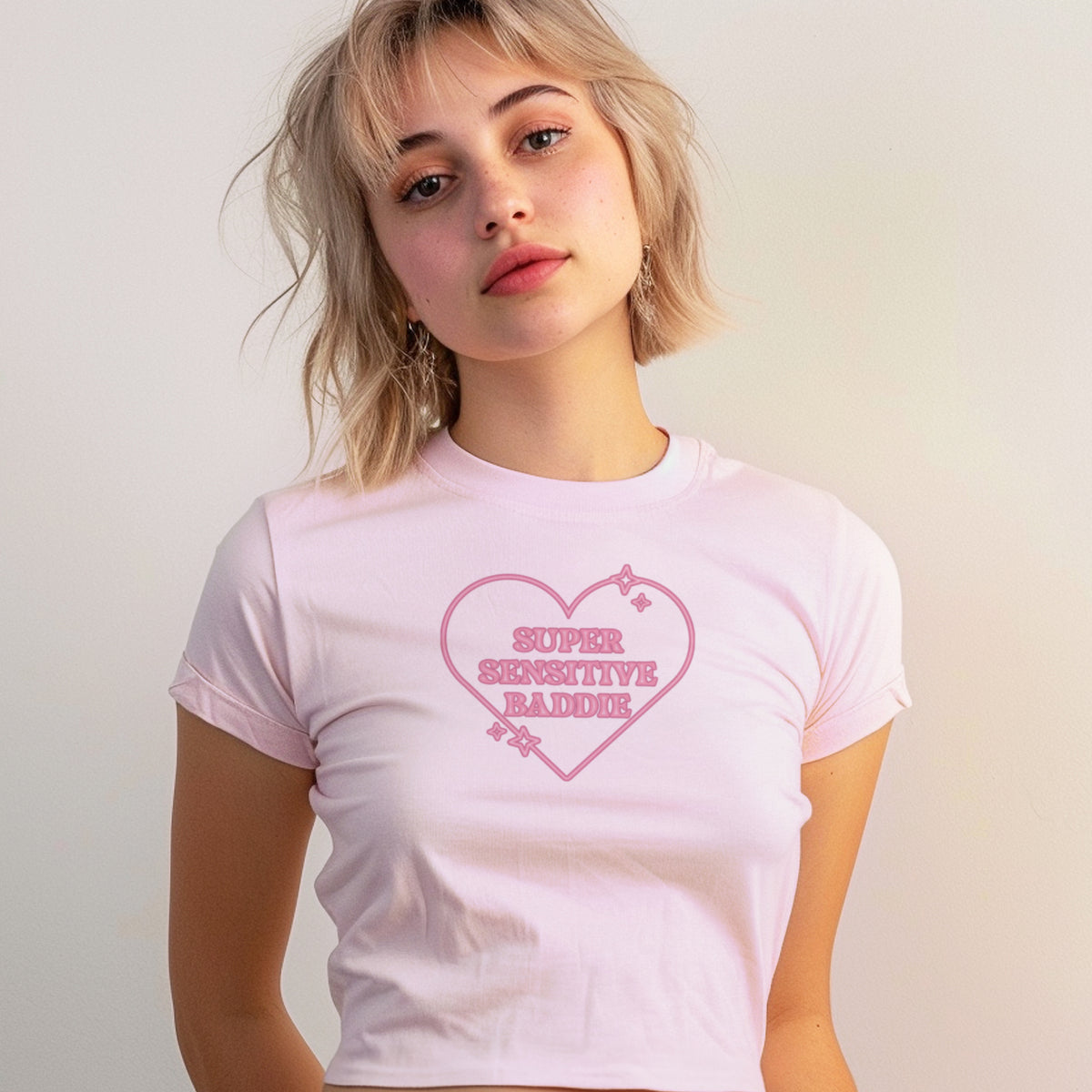 Sensitive Baddie Micro Rib Baby Tee