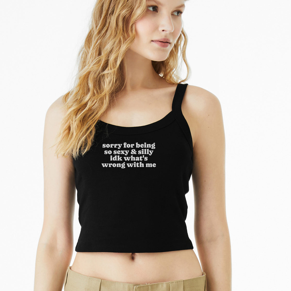 Sexy and Silly Micro Rib Spaghetti Strap Tank