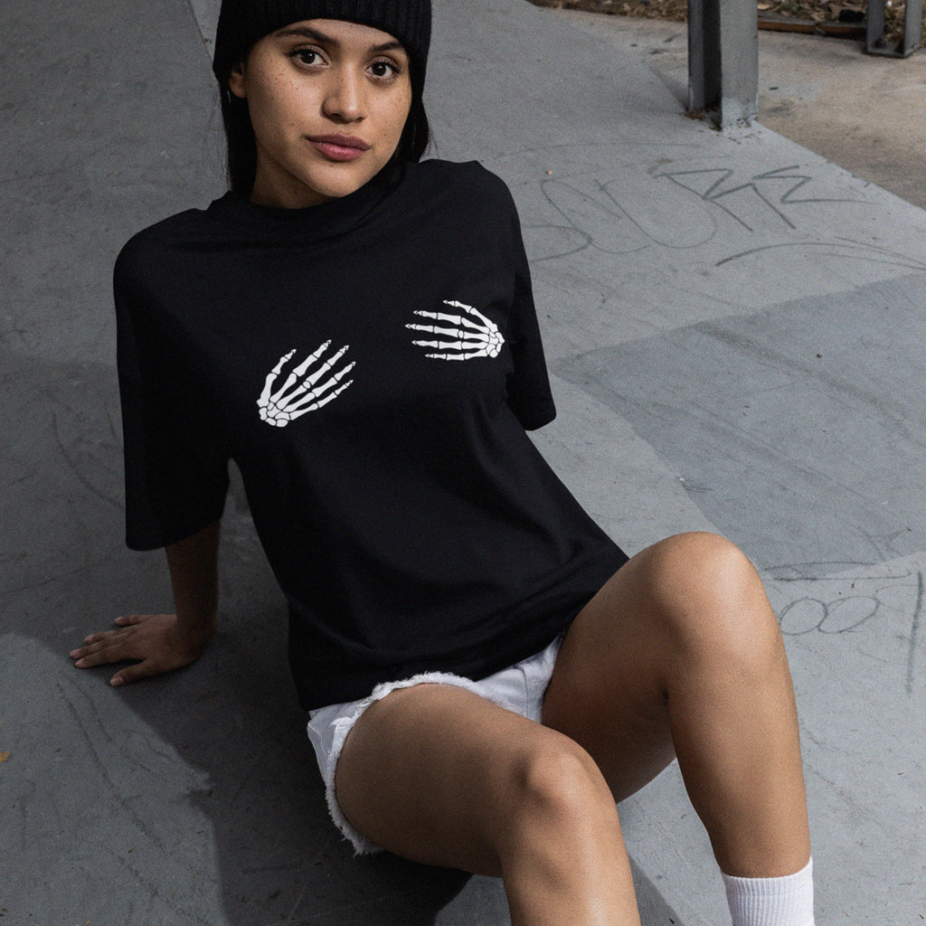 Skeleton Hands Shirt - Funny Halloween Graphic Tee, Spooky Black