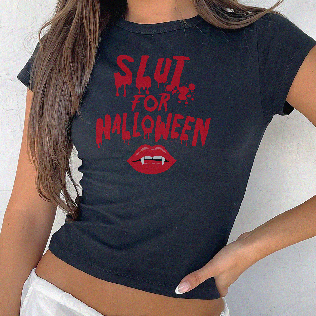 Sl*t For Halloween Micro Rib Baby Tee