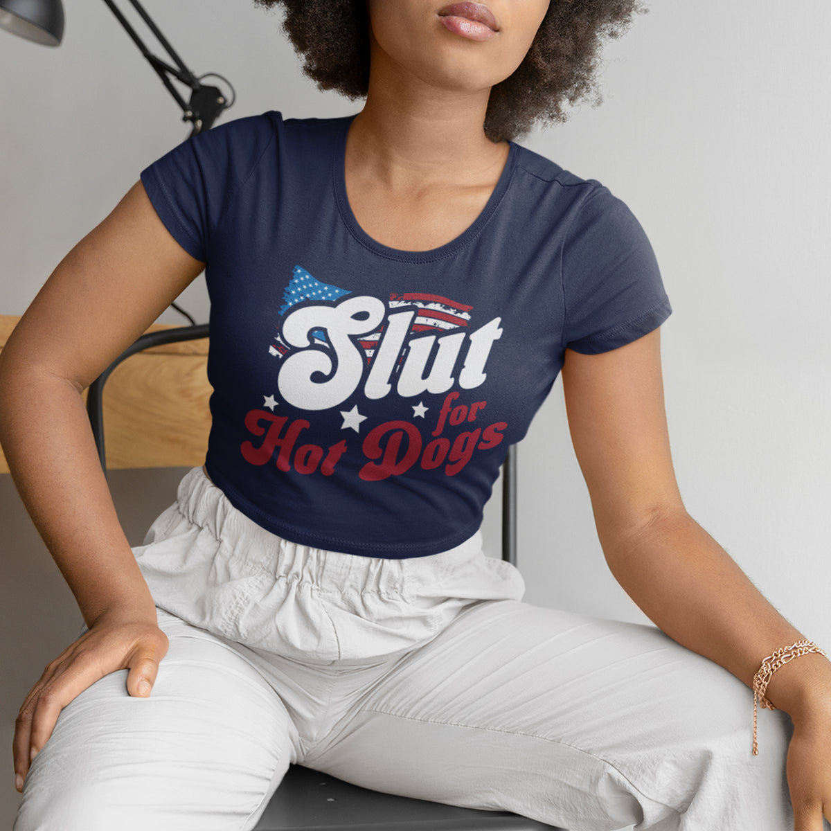 Slut For Hot Dogs Micro Rib Baby Tee