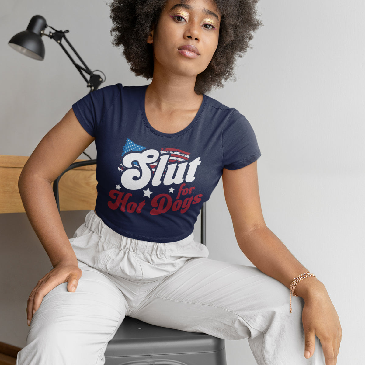 Slut For Hot Dogs Micro Rib Baby Tee