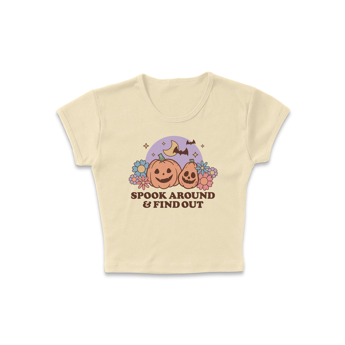 Spook Around Floral Cap Sleeve Crop Top