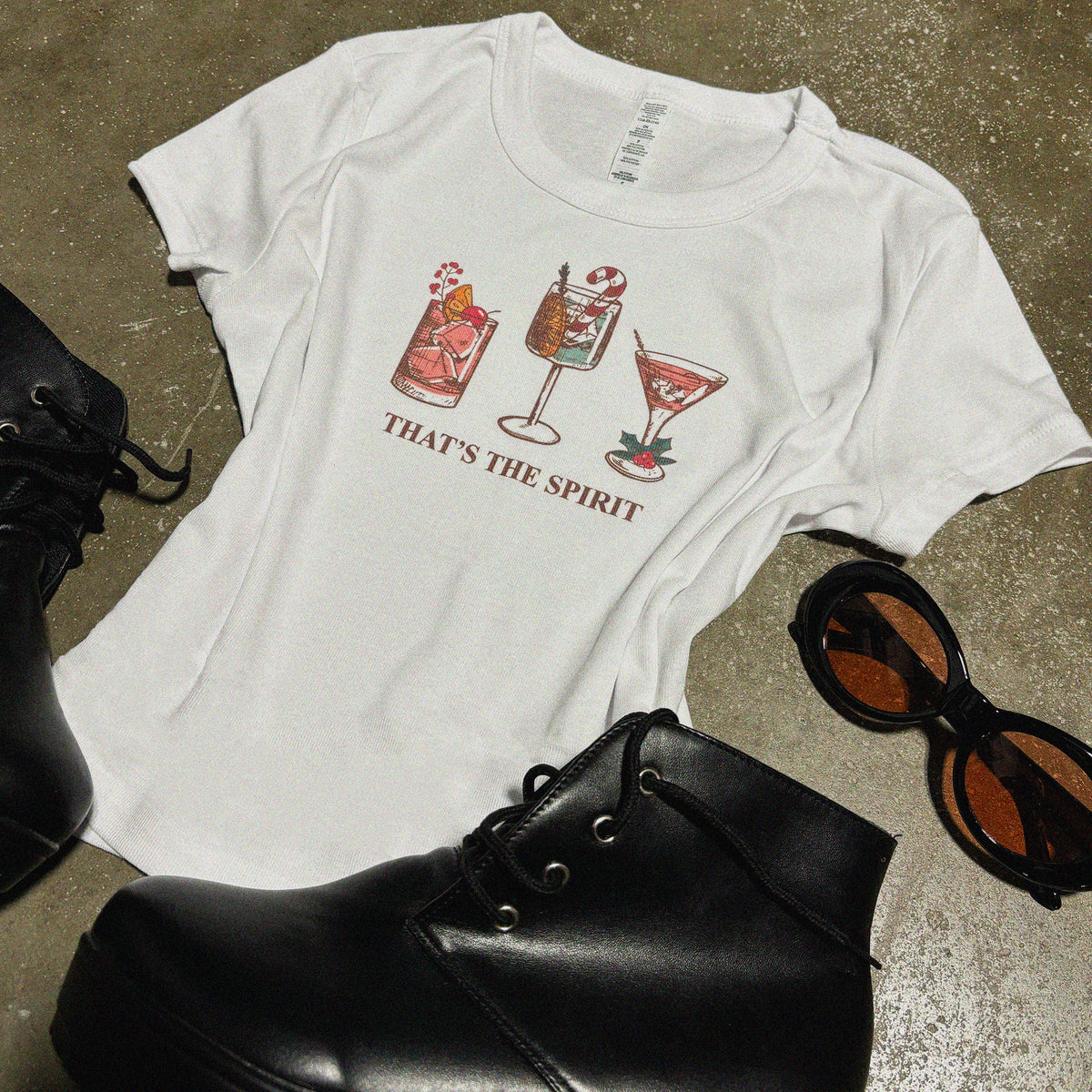 Christmas Spirit Cocktails Micro Rib Baby Tee