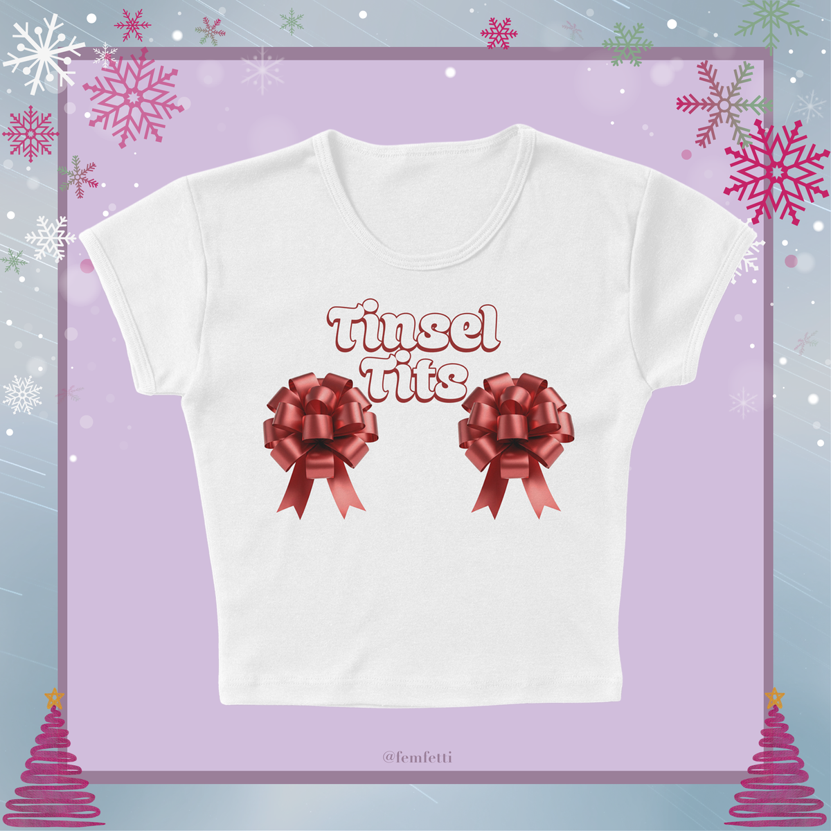 Perky Christmas Bows Micro Rib Baby Tee