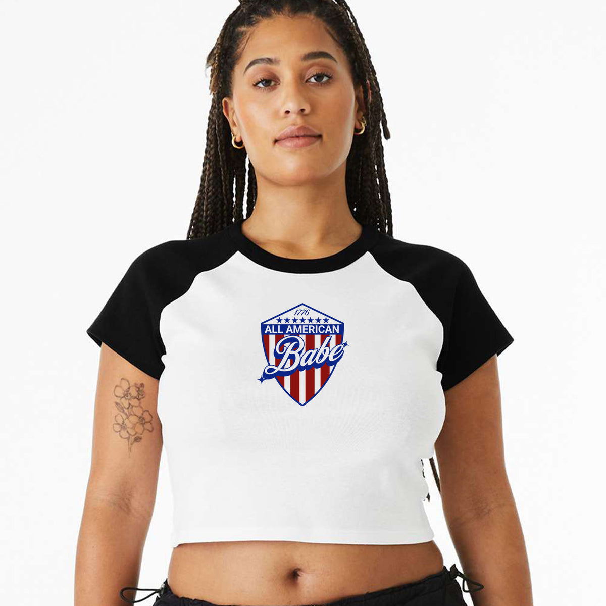 USA Babe Shield Micro Rib Raglan Baby Tee