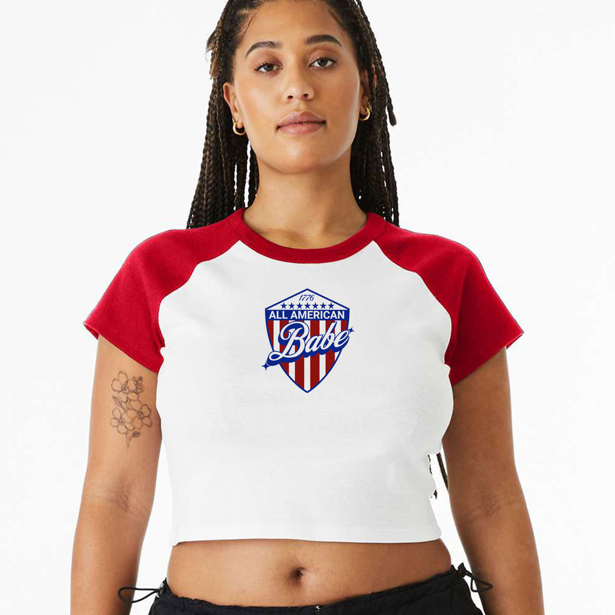 USA Babe Shield Micro Rib Raglan Baby Tee