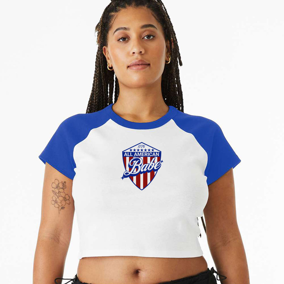 USA Babe Shield Micro Rib Raglan Baby Tee