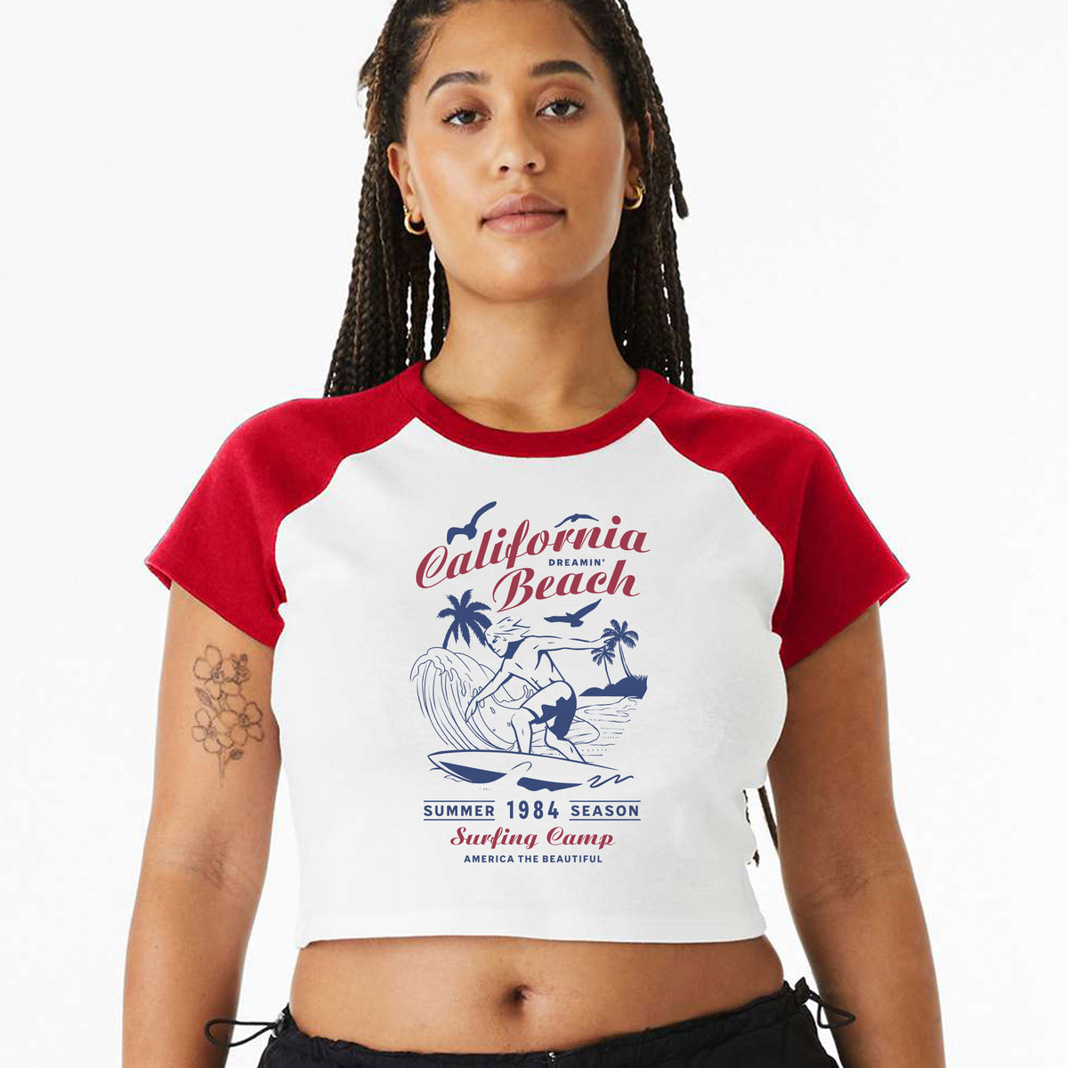 USA Surf Season Micro Rib Raglan Baby Tee