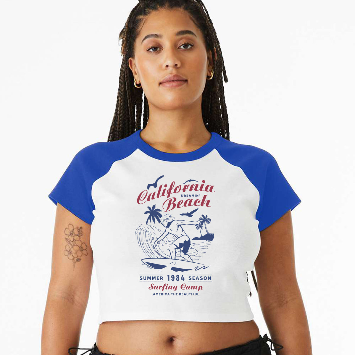 USA Surf Season Micro Rib Raglan Baby Tee