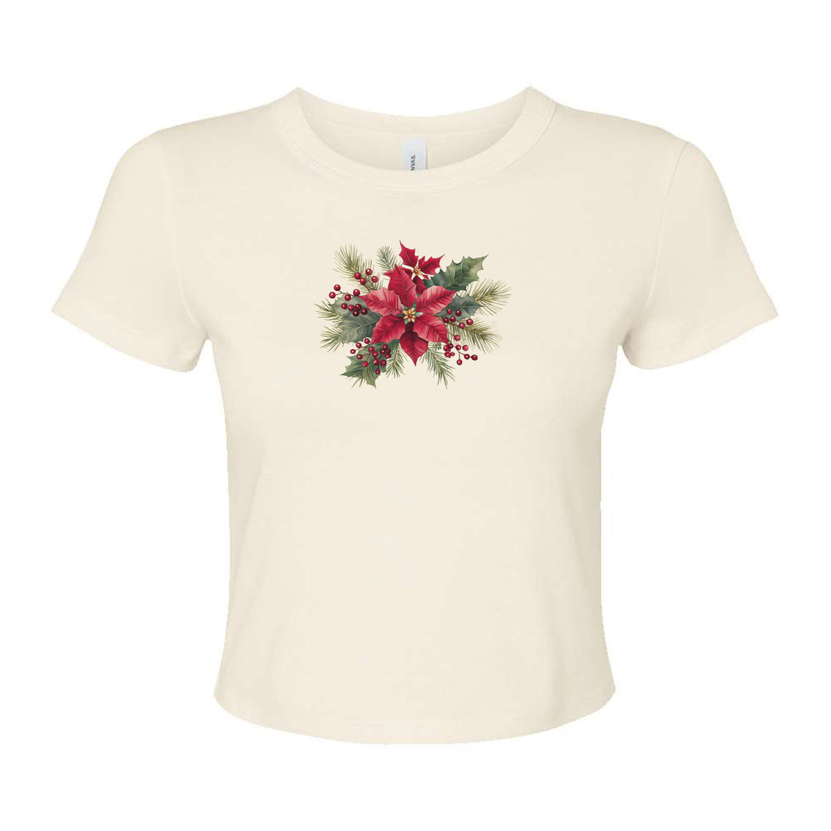 Watercolor Poinsettia Micro Rib Baby Tee