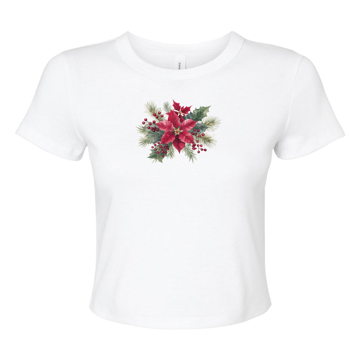 Watercolor Poinsettia Micro Rib Baby Tee
