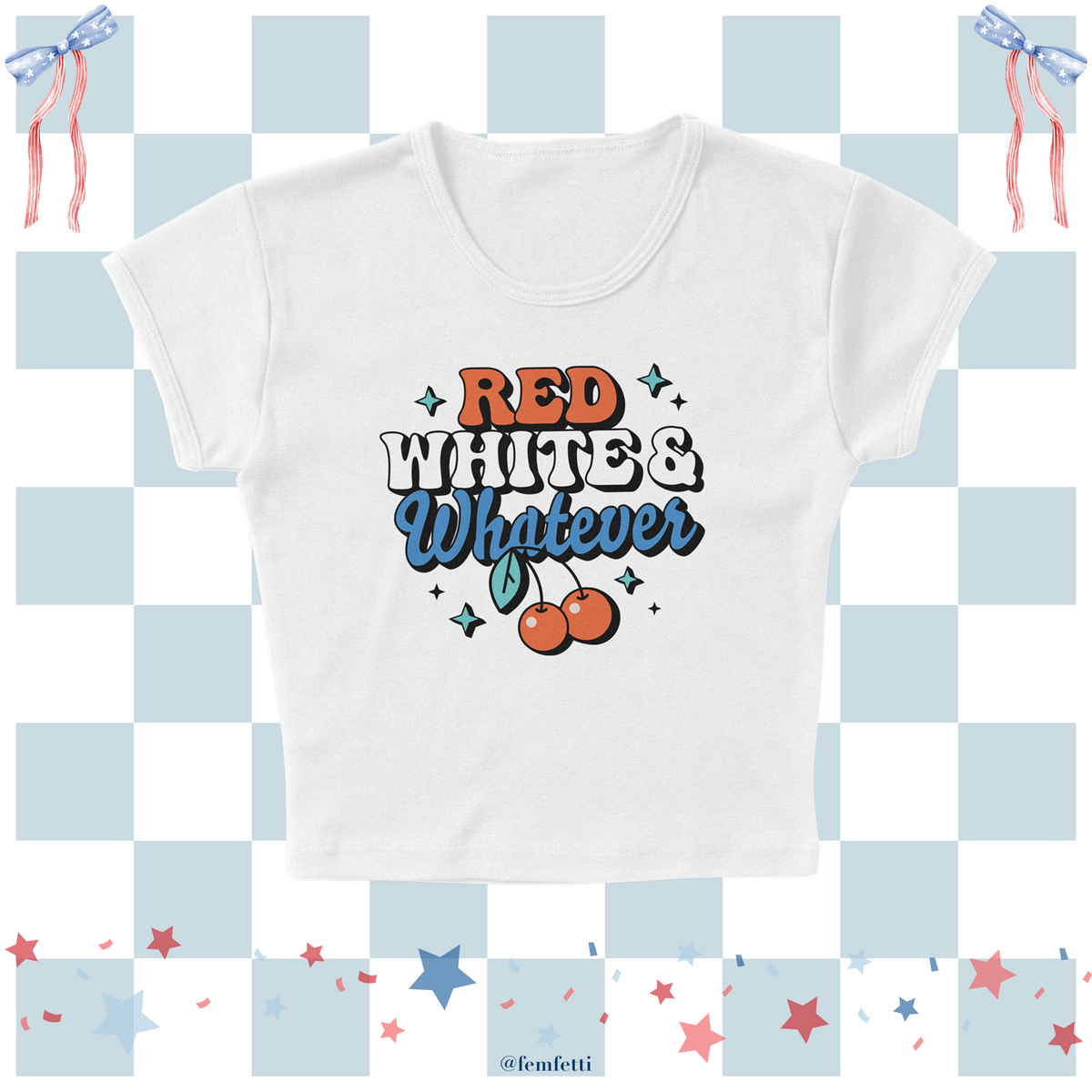 Red White Whatever Micro Rib Baby Tee