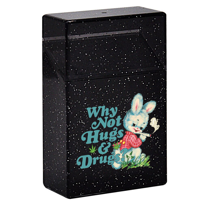 Why Not Hugs and Drugs Glitter Case