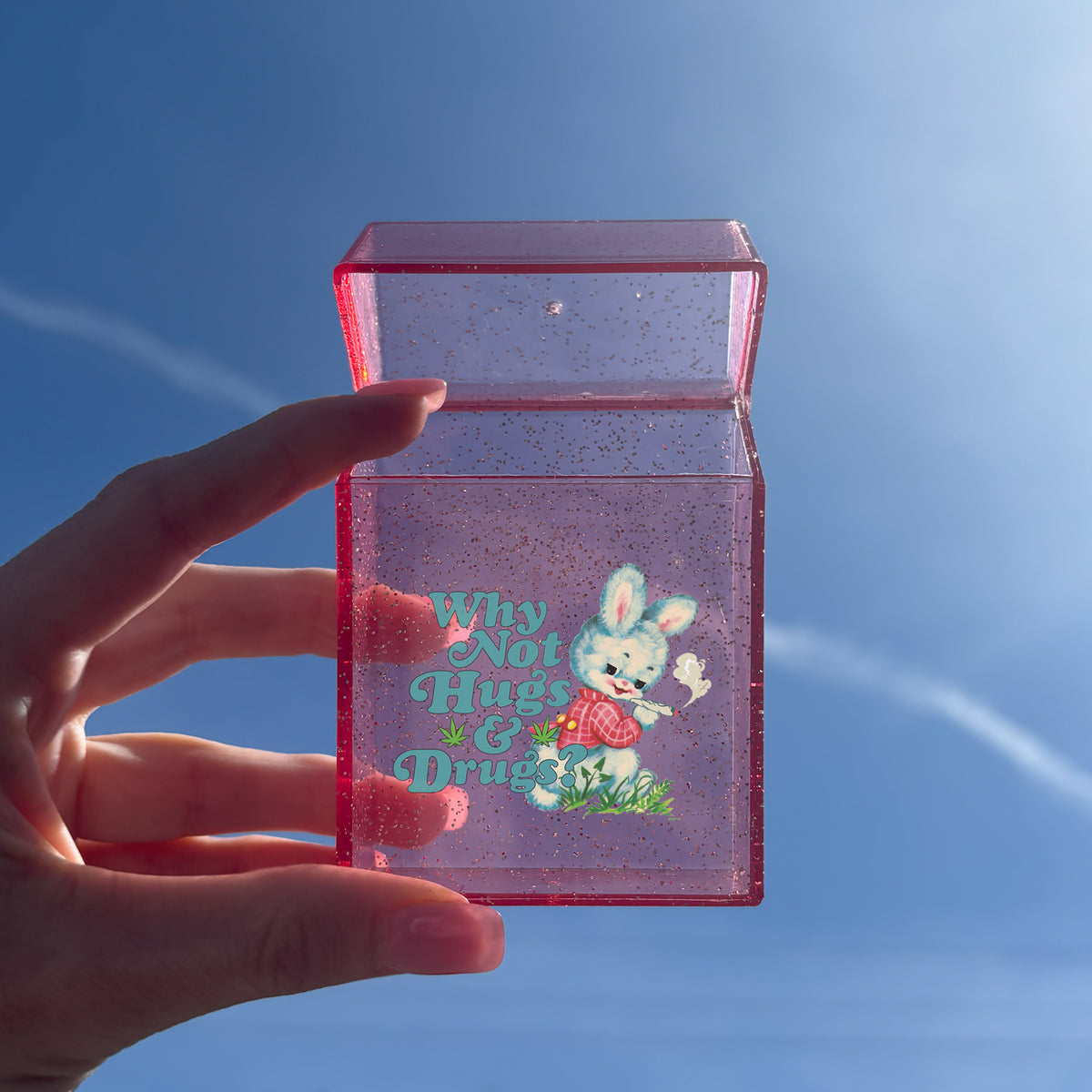 Why Not Hugs and Drugs Glitter Case