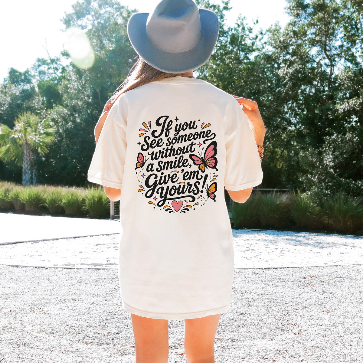 Dolly Without a Smile, Give 'Em Yours Butterfly Front And Back Shirt