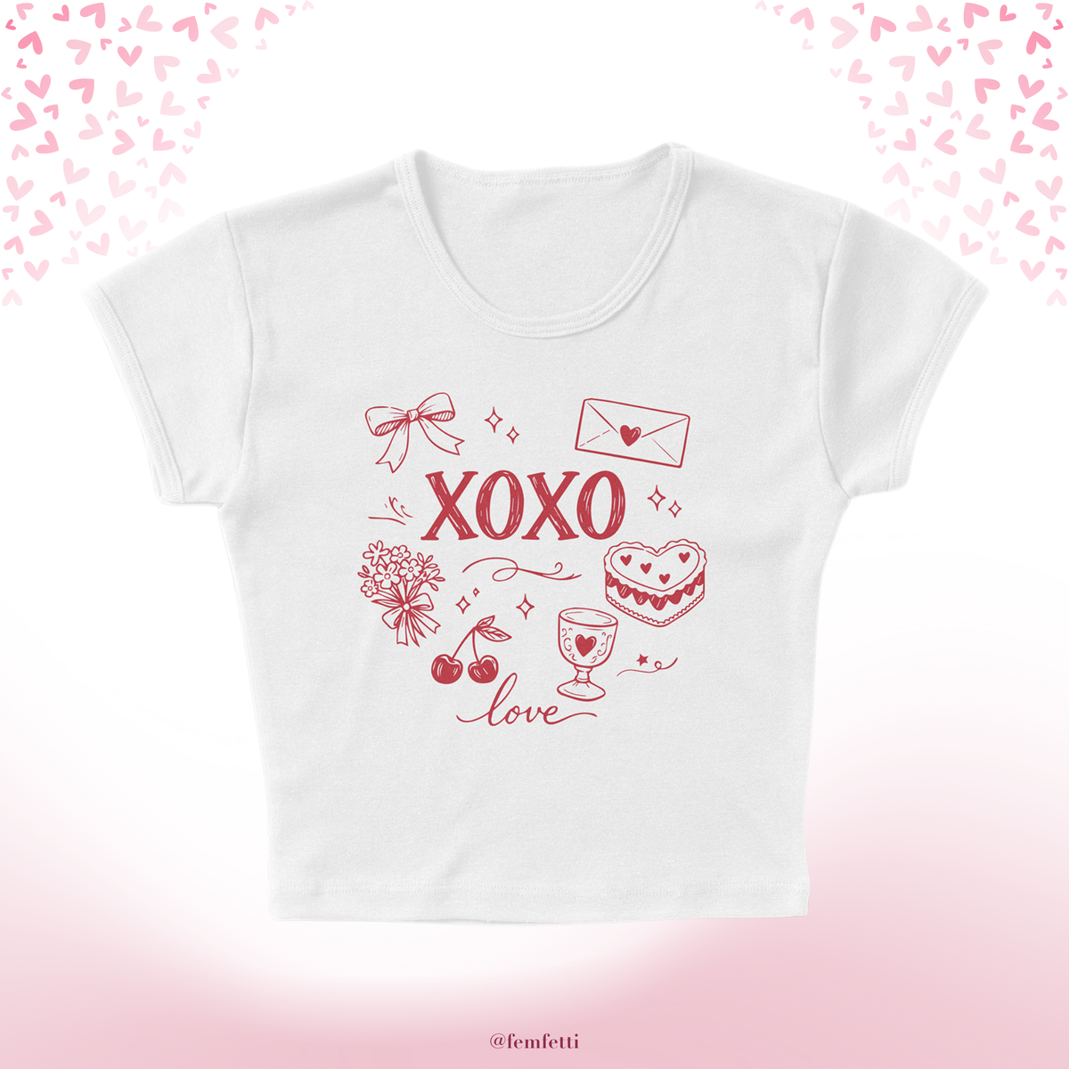 XO Love Doodles Micro Rib Baby Tee