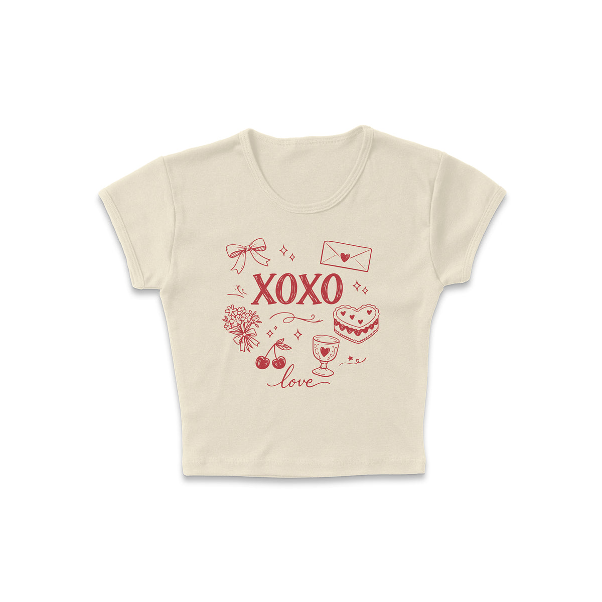 XO Love Doodles Micro Rib Baby Tee