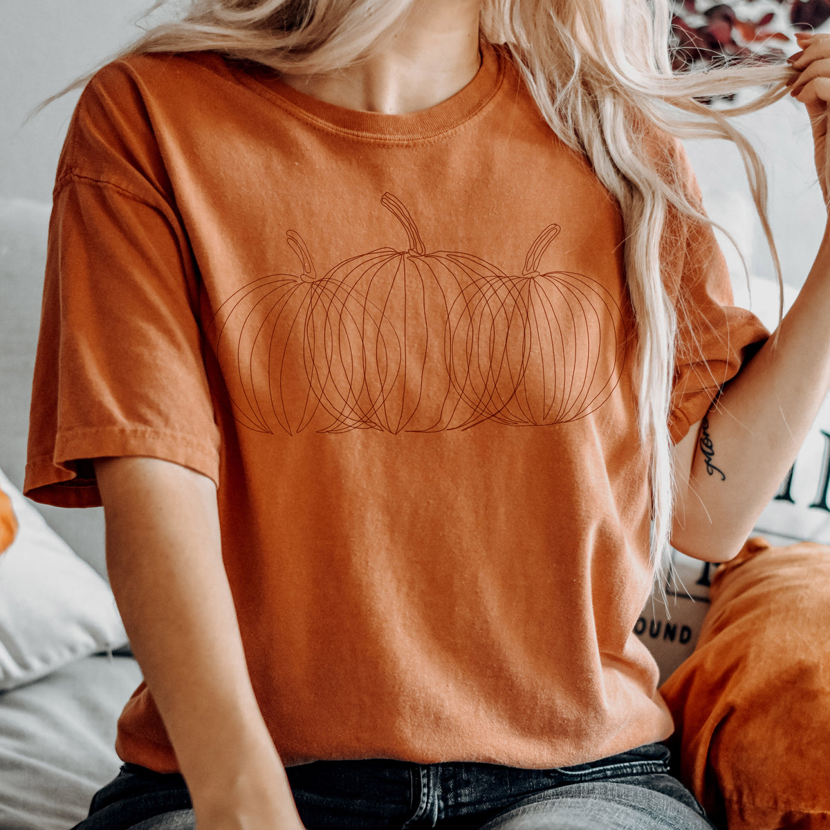 Pumpkin Line Drawing Shirt