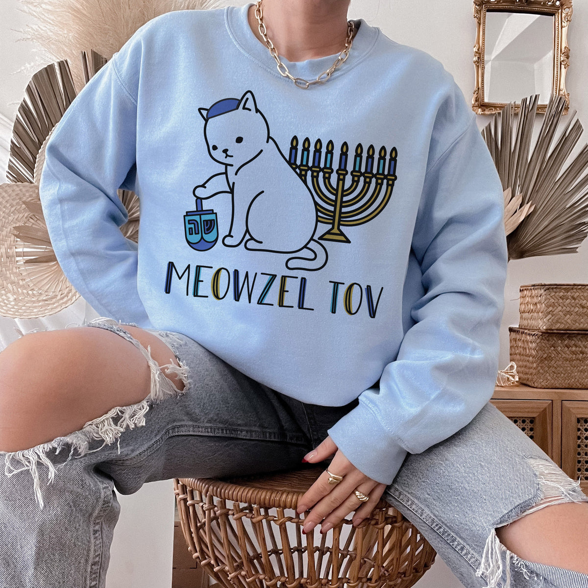 Meowzel Tov Crewneck Sweatshirt
