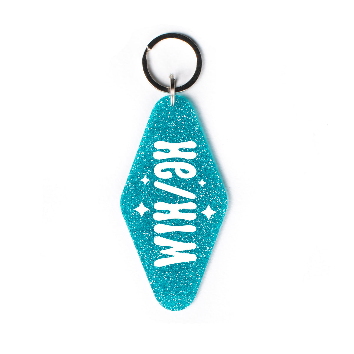 He/Him Glitter Keychain