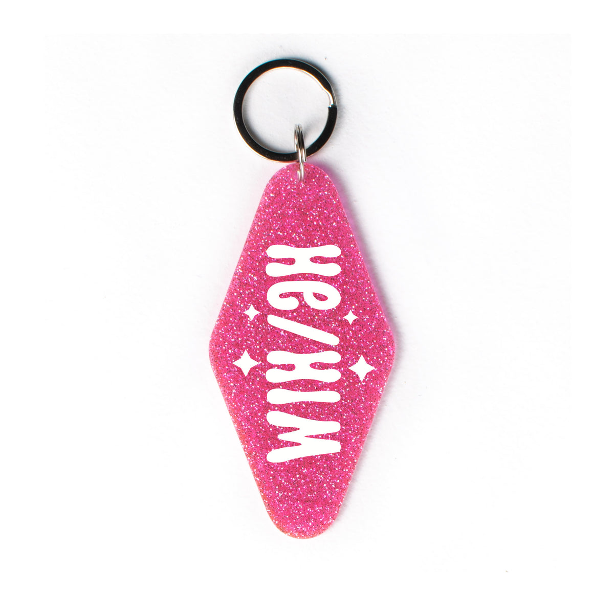 He/Him Glitter Keychain