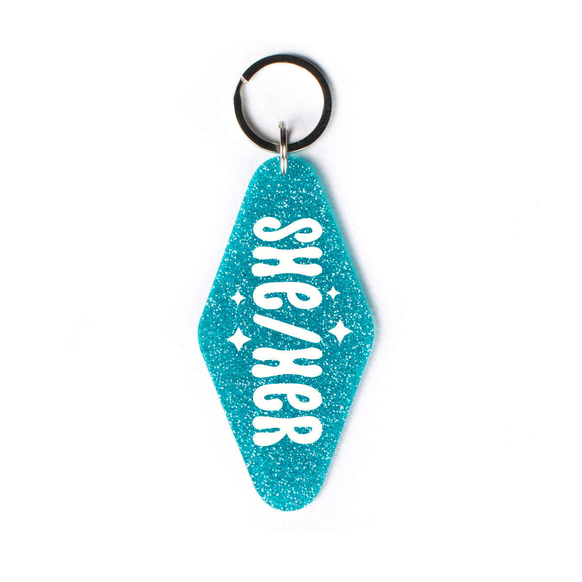 She/Her Glitter Keychain