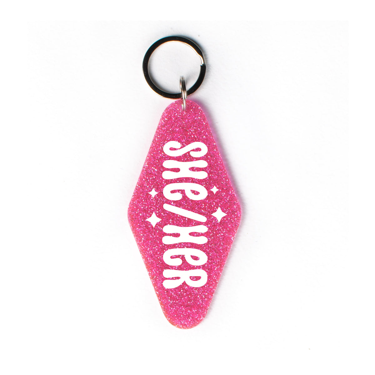 She/Her Glitter Keychain