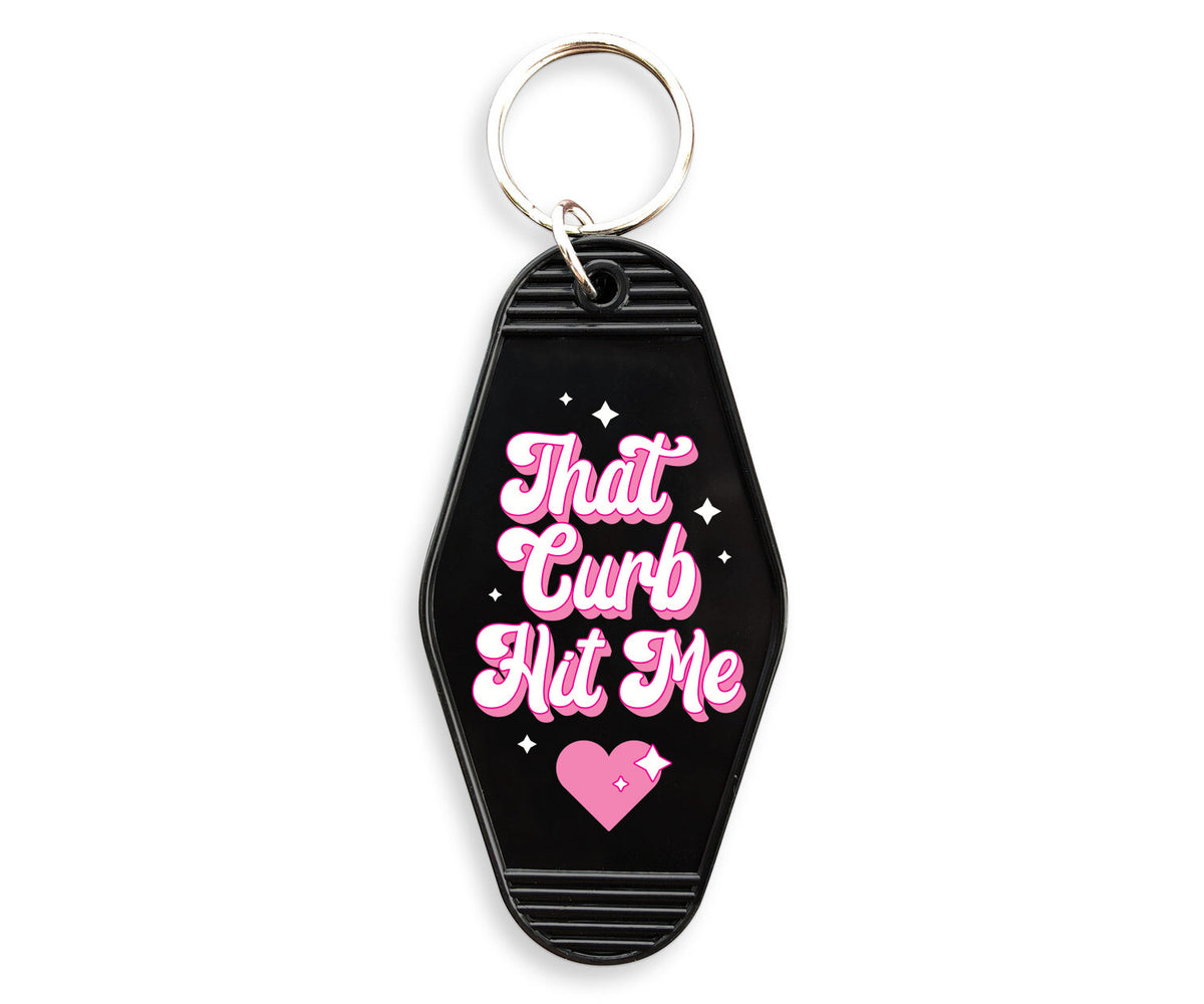 That Curb Hit Me Motel Keychain