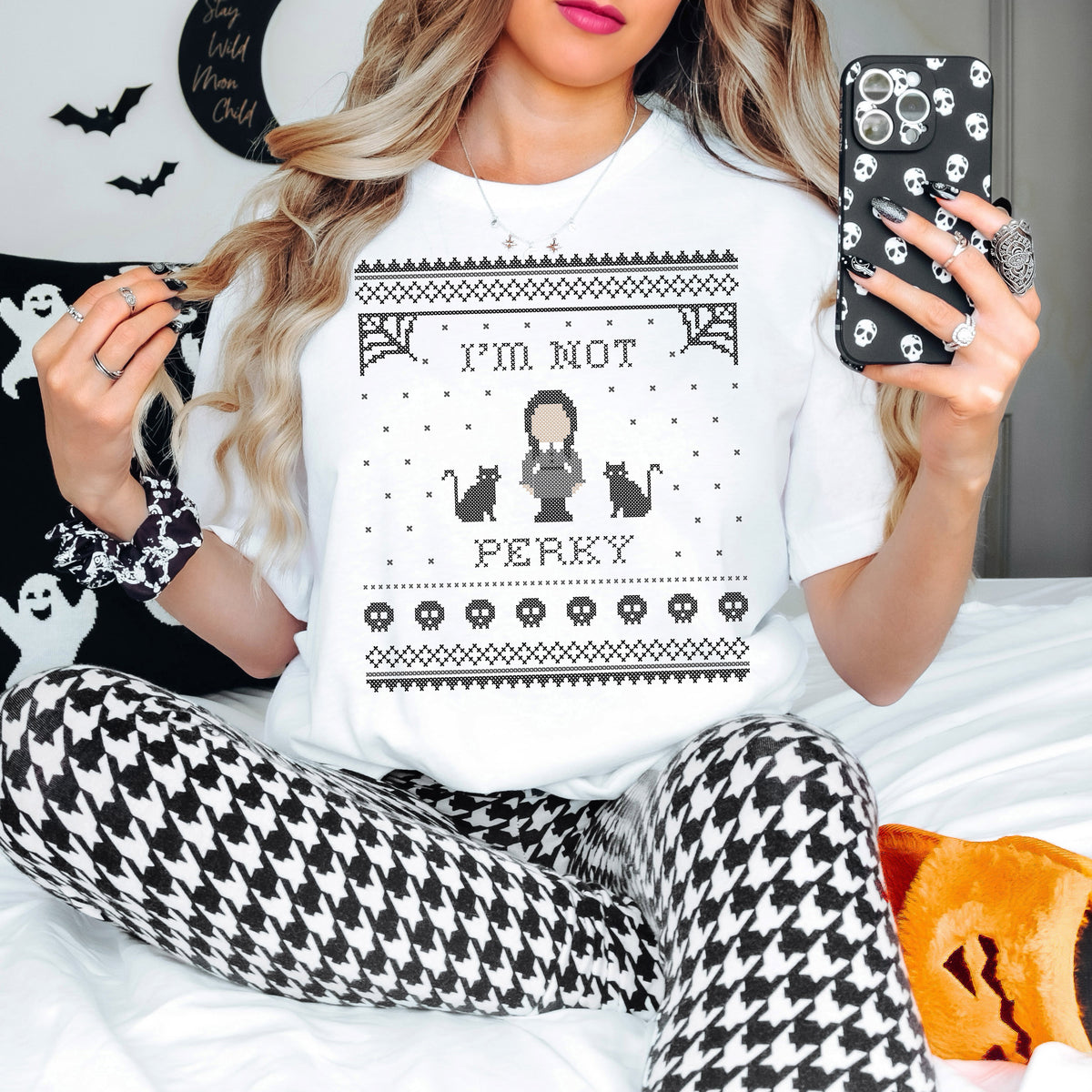 I&#39;m Not Perky Wednesday Addams Shirt