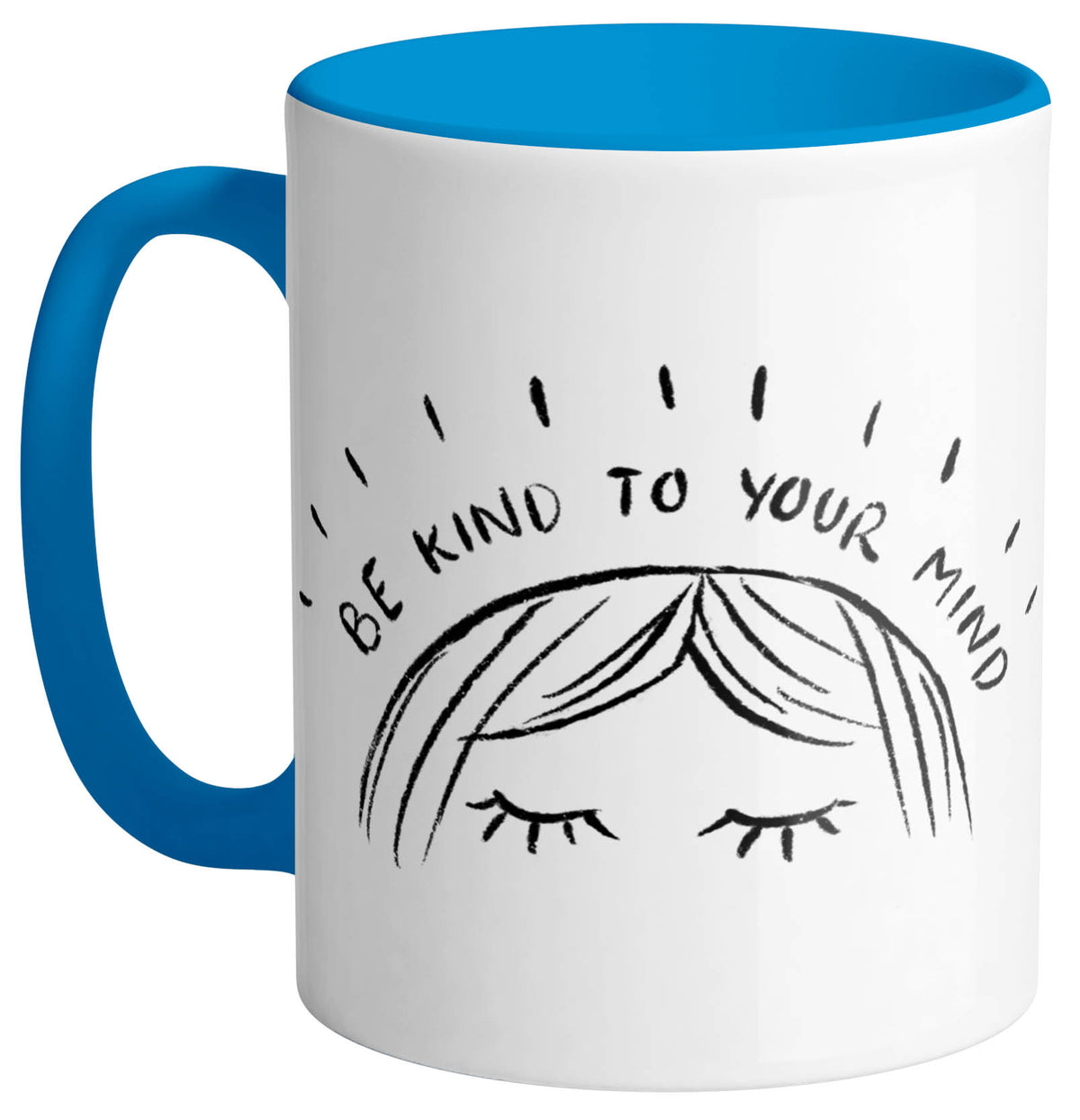 Be Kind To Your Mind Mug - Femfetti - A white ceramic mug featuring the phrase &quot;Be Kind To Your Mind&quot;