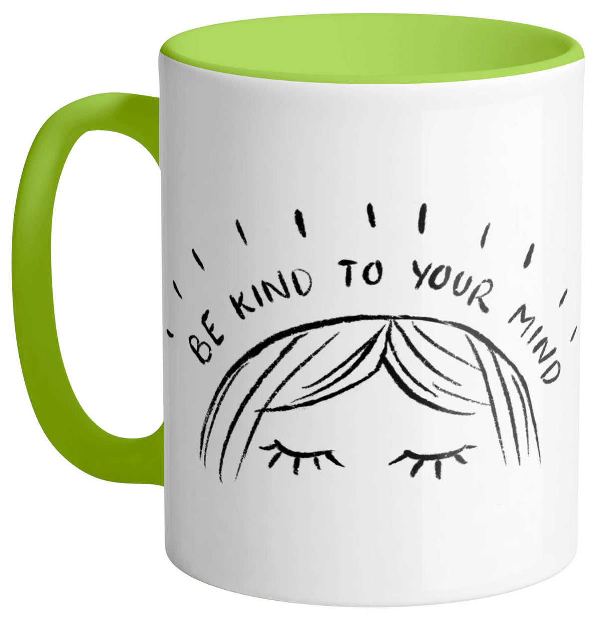 Be Kind To Your Mind Mug - Femfetti - A white ceramic mug featuring the phrase &quot;Be Kind To Your Mind&quot;