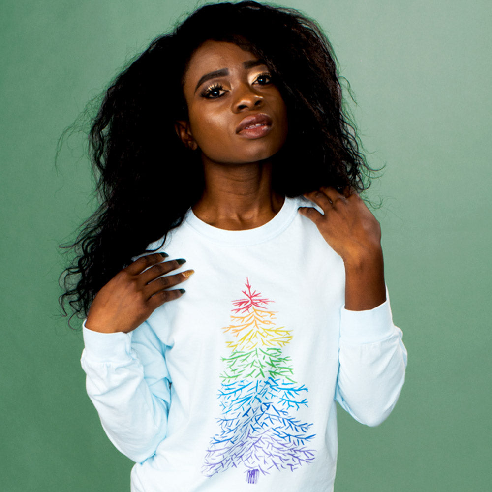 Rainbow Pine Tree Long Sleeve - Femfetti