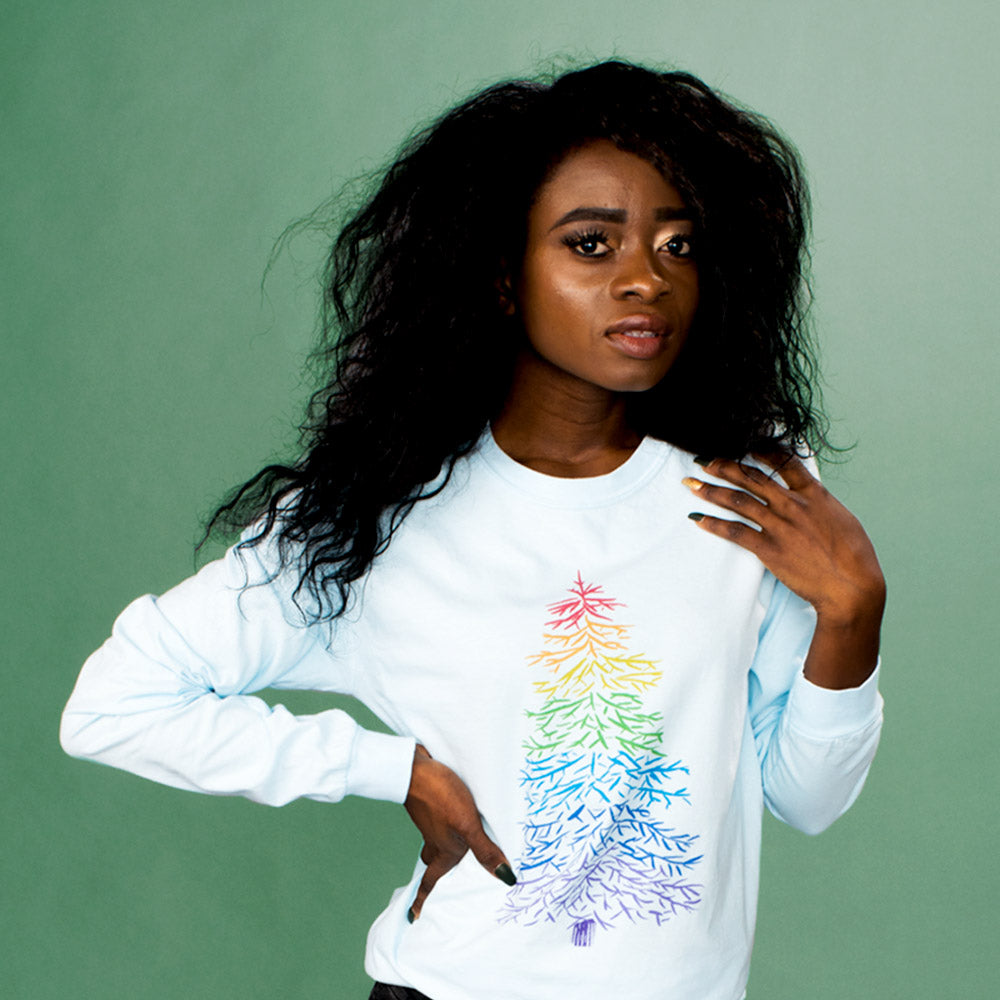 Rainbow Pine Tree Long Sleeve - Femfetti